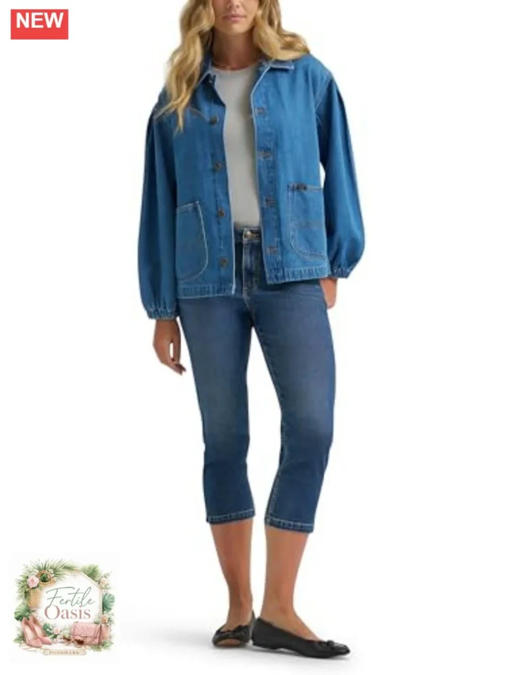 Women's Cotton Chore Shacket Relaxed Fit Long Sleeve Button Front